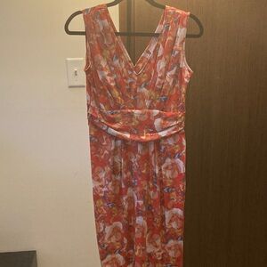 Simply Vera Vera Wang Orange Floral V-Neck Midi Dress